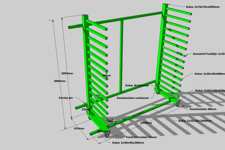 3D Ontwerpen van stalen bokken en karren